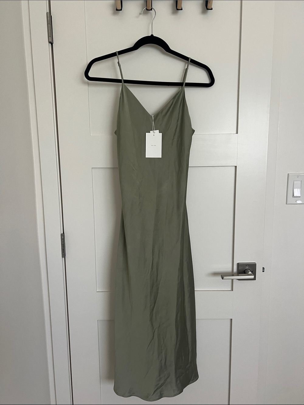 OAK + FORT Olive Slip Maxi Dress with Spaghetti Straps